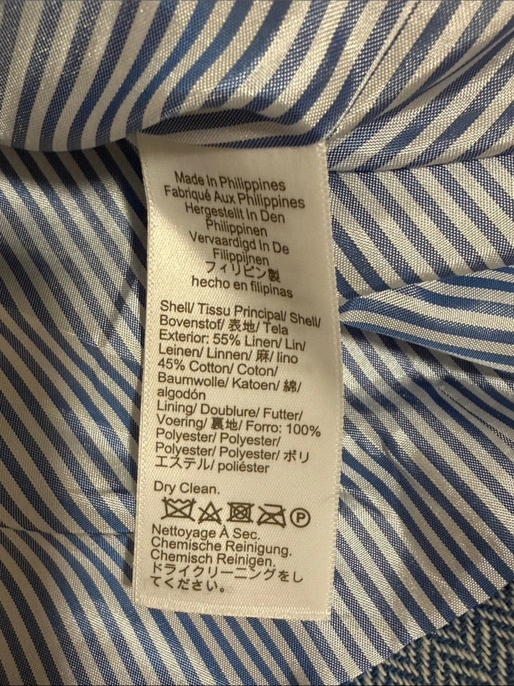 J.Crew Re-Imagined Blue Herringbone Linen Cotton Blazer Jacket Women Sz. 6
